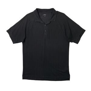 J Crew Polo Shirt Mens L Black Tech Coolmax Technology Waffle Knit Short Sleeve